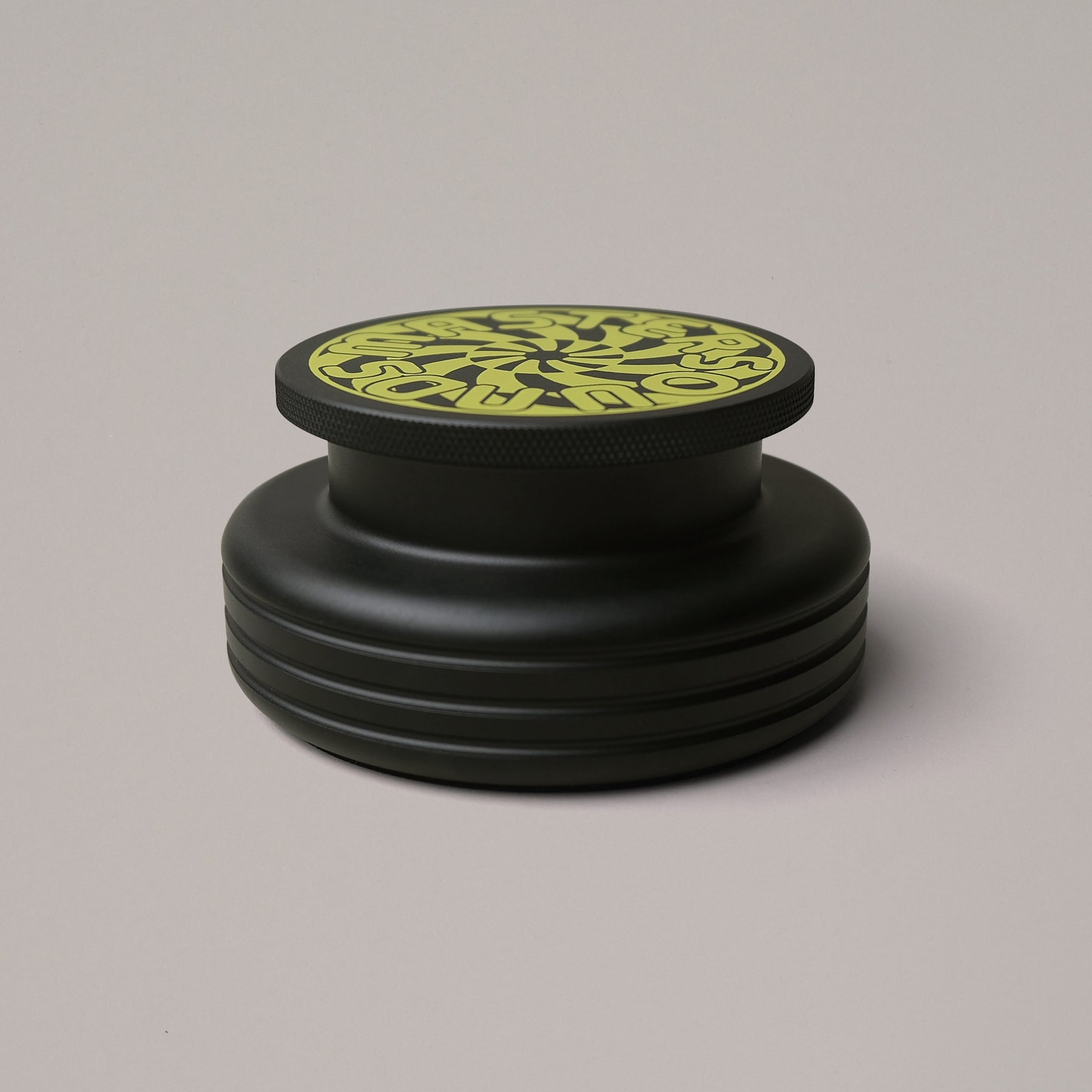 Black Turntable Weight Screen Print Turbine Yellow