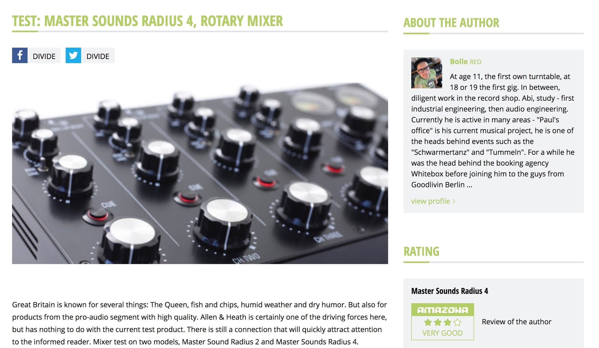 Amazonia.de review the Radius 4 in a wonderful fashion... - MasterSounds