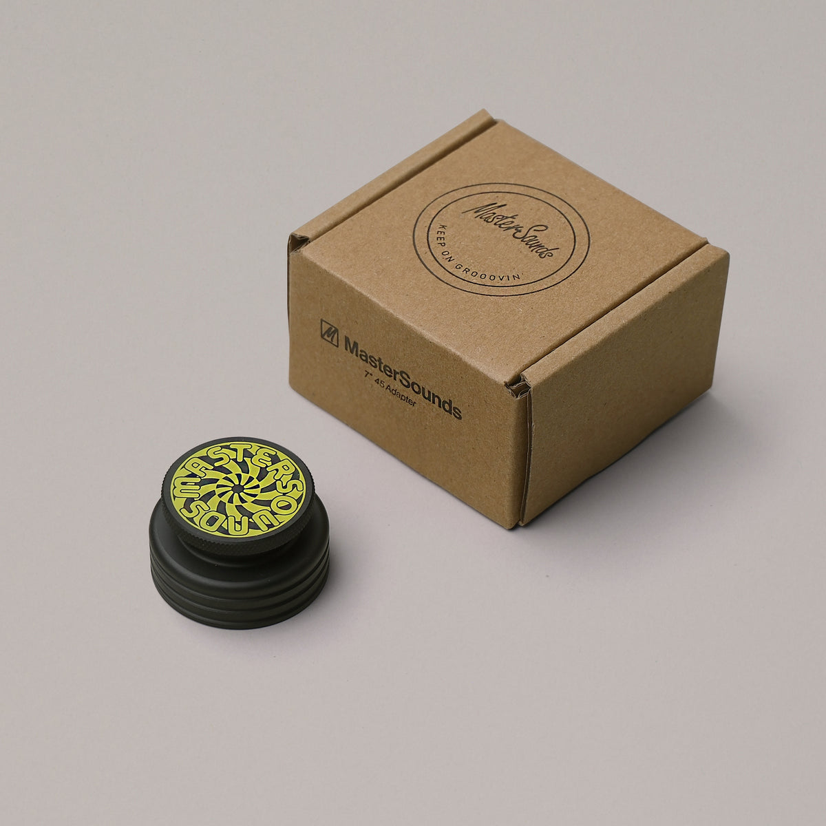 Black 45 Adapter Screen Printed Turbine Yellow