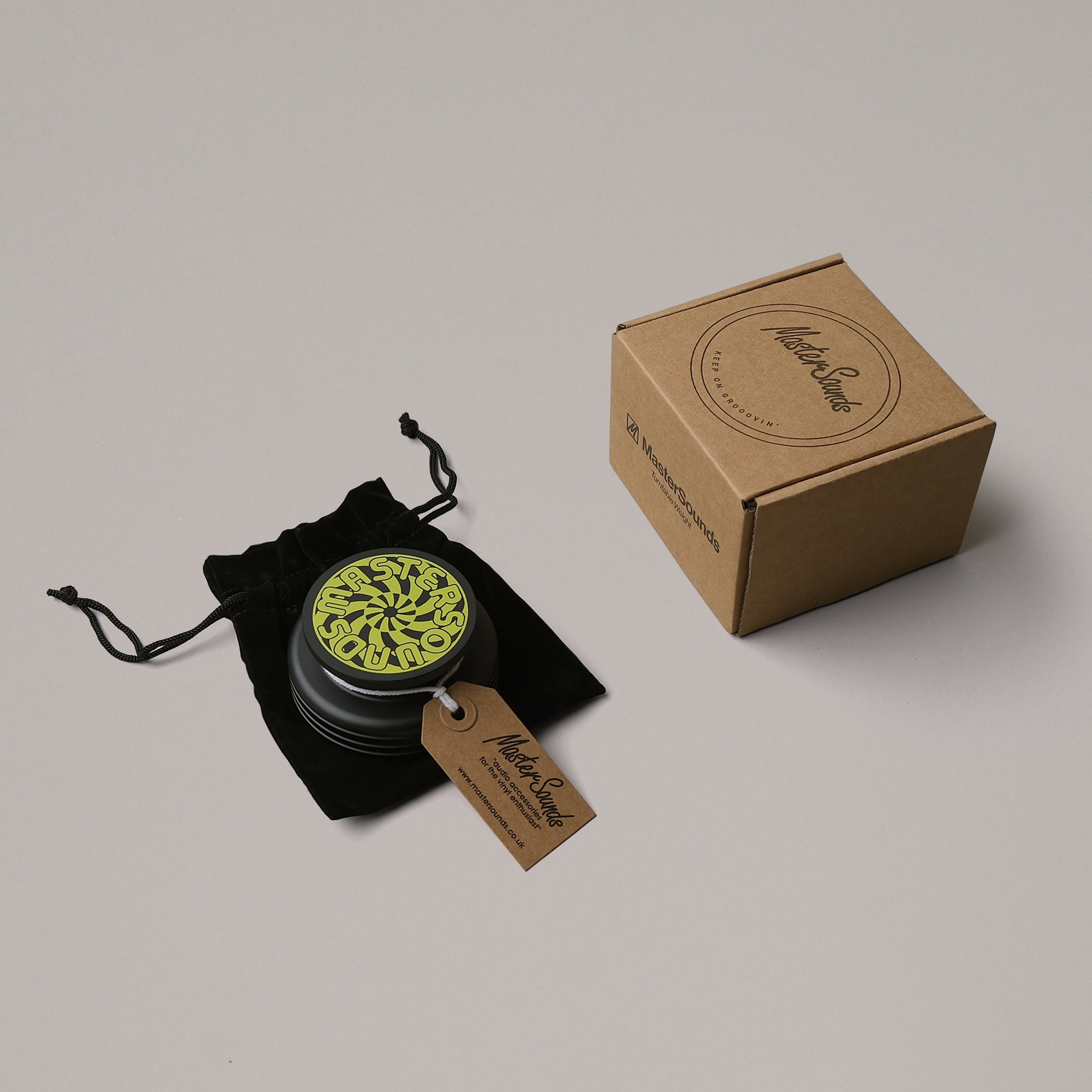 Black Turntable Weight Screen Print Turbine Yellow - MasterSounds