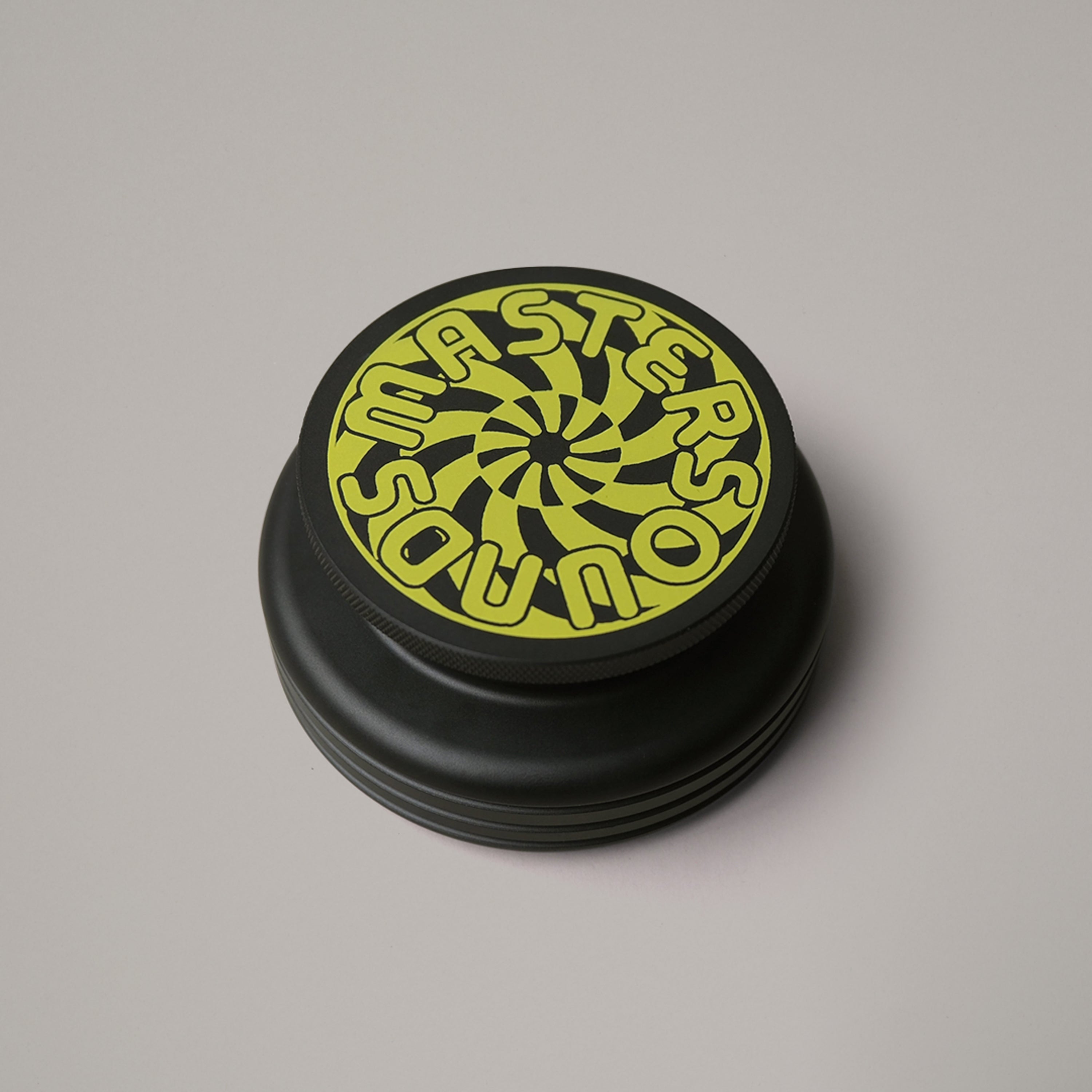 Black Turntable Weight with Yellow Turbine Graphic - MasterSounds
